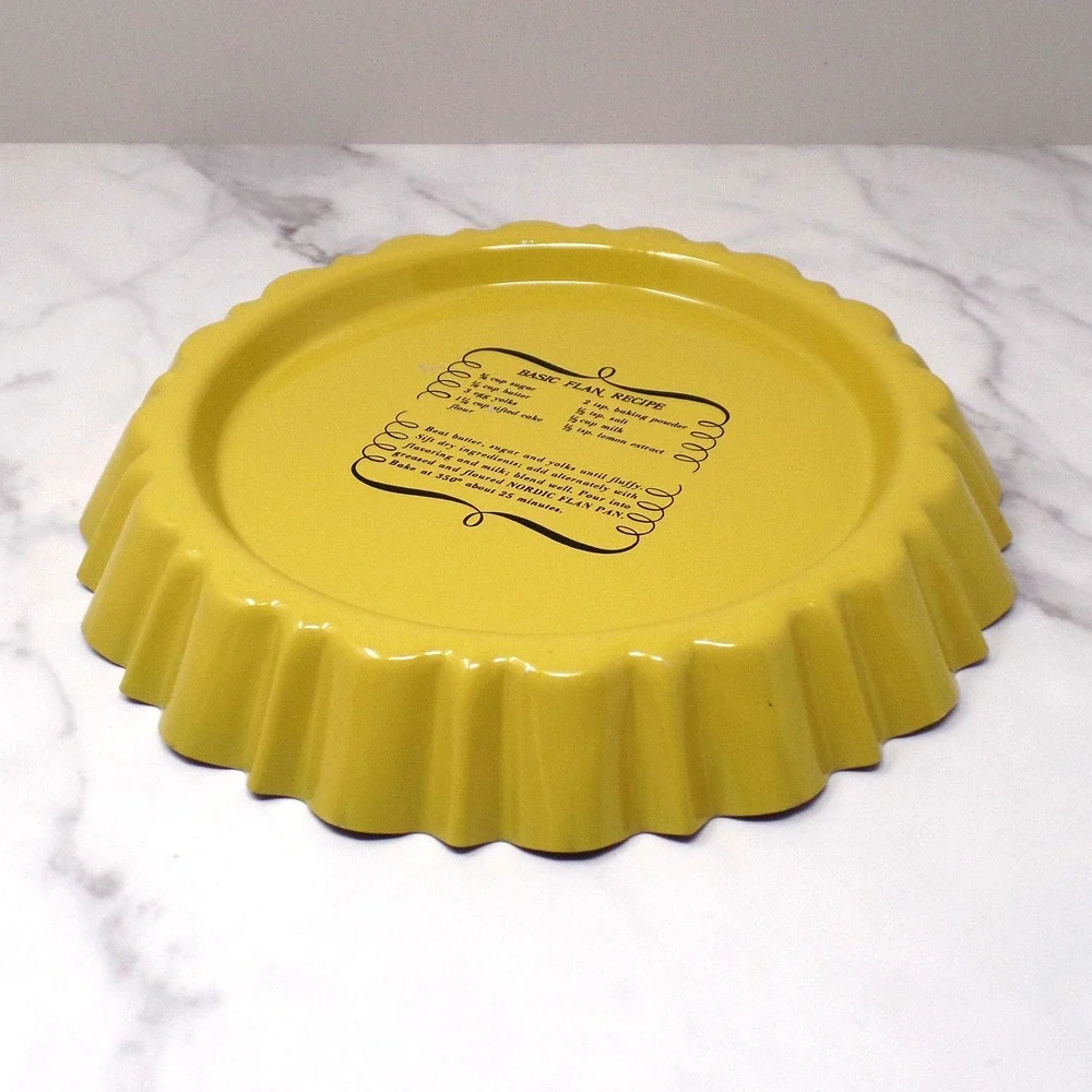 Vintage Nordic Ware Harvest Yellow Flan Pan with Recipe (1970s)